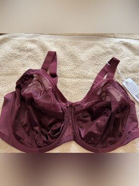 Elomi Cate 42F NWT Women's Full-Coverage Burgundy Underwire Bra